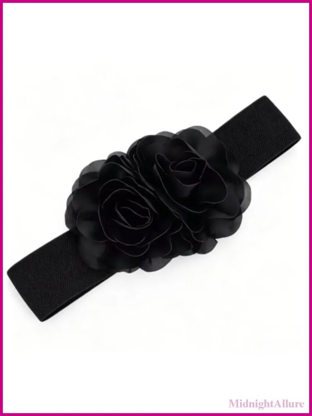 Women's Elastic Waist Belt Floral Decor Stretch Band for Dress Coat S/M